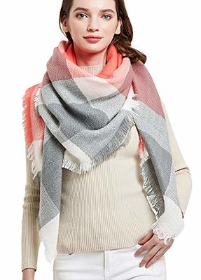 Wander Agio Womens Warm Blanket Scarf Square Shawls Infinity Scarves Stripe  Plaid Orange Colour 9 - Yahoo Shopping