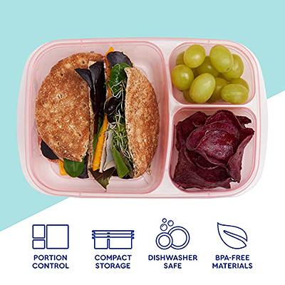 EasyLunchboxes - Bento Snack Boxes - Reusable 4-Compartment Food Containers  for School, Work and Travel, Set of