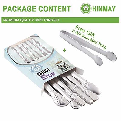 HINMAY Small Stainless Steel Serving Tongs 7-Inch Salad Tongs, Set