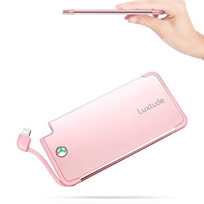 Luxtude 5000mAh Portable Charger for iPhone, Ultra Slim MFi Apple Certified  Battery Pack Built in Lightning Cable, Fast Charging Power Bank for iPhone  13/12/11 Pro/X/XR/XS Max/8/7/6S, Rose Gold Pink. - Yahoo Shopping