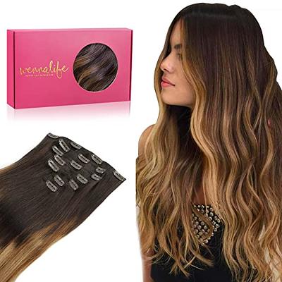 Hair Extensions Blonde Highlight Clip in Human Hair Extensions Full Head  Ash Brown with Platinum Blonde Lace Weft Clip in Real Hair Extensions 14  Inch
