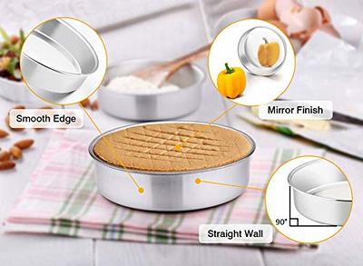 E-far 8 Inch Cake Pan Set of 3 Stainless Steel Round Layer Cake Baking Pans