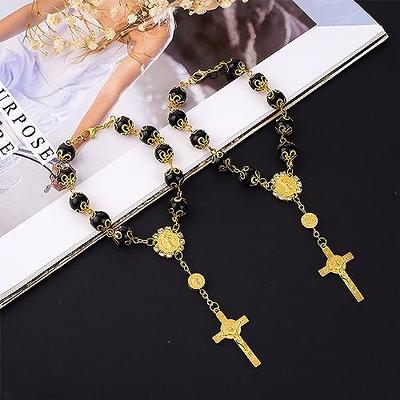 TIESOME 2 Pieces Car Rosary for Rearview Mirror, Rearview Mirror Auto  Rosary Beads Car Medal and Cross Hanging Accessories for Mirror Interior  Decors
