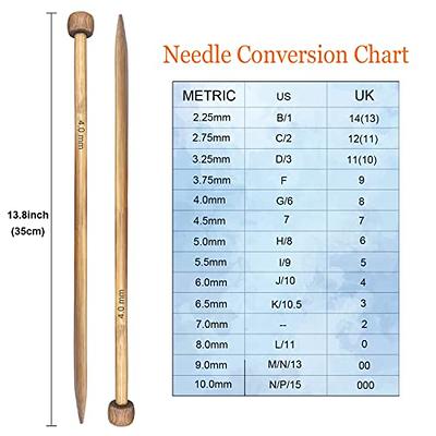 2 Pcs Bamboo Knitting Needles Set Straight Single Pointed Knitting Needle  Length 14 Inch Knitting Supplies Knitting Needles for Beginners Handmade (8