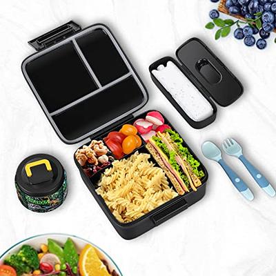 JXXM Bento Lunch Box for Kids With 8oz Soup thermo,Leak-proof Lunch  Containers with 5 Compartment,thermo Food Jar and Lunch Bag, Food Containers  for School (A-Black(Dinosaur Fossil)) - Yahoo Shopping