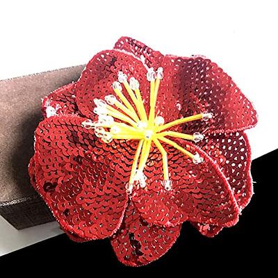 DIY Large Sequins Flower Patches for Clothes Embroidery Sequins Flowers  Patches Sew On Patch Clothing Accessories Applique YELLOW 