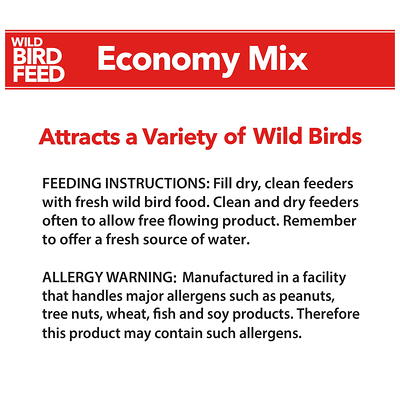 Economy Mix Wild Bird Feed, Value Bird Seed Blend, Dry, 20 lb. Bag 