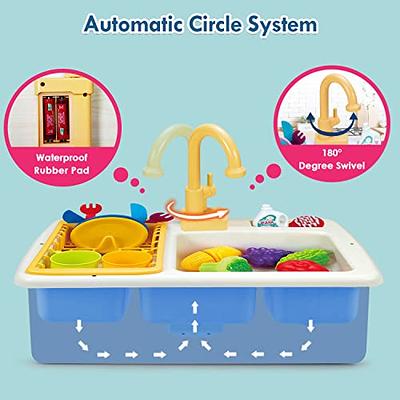 SmartChef Play Kitchen Sink Toys, Blue Electric Dishwasher Playing Toy with  Running Water, Play Food & Tableware Accessories, Kitchen Set Toys, Role