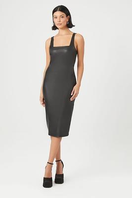 The Maya Ruched Cowl-Neck Dress: Faux Leather Edition