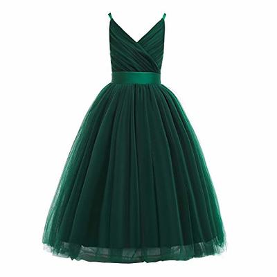 Dark Green Half Sleeve Girls Pageant Dress TFGD470 - TeenTina