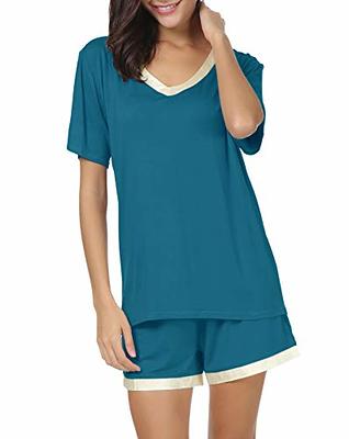 Senert Pajamas Set Short Sleeve Sleepwear Womens Button Down