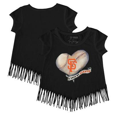 Girls Youth Tiny Turnip White Chicago Cubs Baseball Love Fringe T-Shirt Size: Small