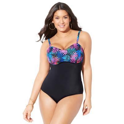 Plus Size Women's Sarong Front One Piece Swimsuit by Swimsuits For All in  Multi Stencil (Size 32) - Yahoo Shopping