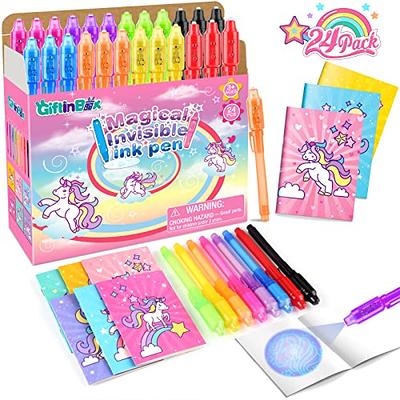 GIFTINBOX Unicorn Party Favors for Kids 4-8, 24Pack Invisible Ink Pen and  Notebook, Invisible Ink