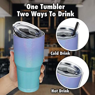 Insulated Double Wall Tumbler Cup with Lid and Straw Glittering