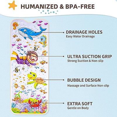 Upgrade Baby Bath Mat Non Slip Extra Long Bathtub Mat for Kids 40 X 16 Inch  - Eco Friendly Bath Tub Mat with 200 Big Suction Cups,Machine Washable