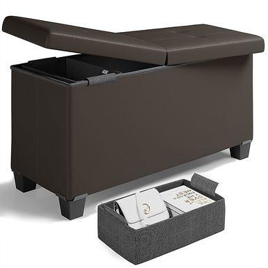 Nestl Storage 30-In Storage Ottoman Bench with Storage Bins for Bedroom -  Folding Foot Rest Ottoman with Storage for Living Room - Faux Leather -  Brown - Yahoo Shopping