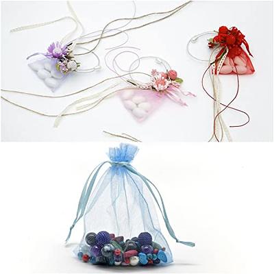 Small Jewelry Bags - 100 Pack 4x6 Inch Small Sheer Organza Drawstring  Pouches, Mini White Sachet Mesh