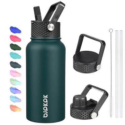 Water Bottle Insulated 64 oz with Straw & 3 Lids, Coolflask Large