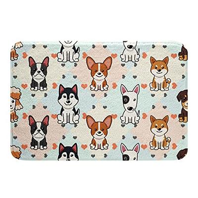 Dog Footprint Memory Foam Bath Rug, Soft Non-slip Absorbent Bath