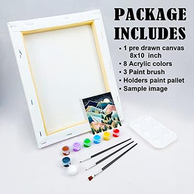 VOCHIC Canvas Painting Kit Pre Drawn Canvas for Painting for Adults Party  Kits Paint and Sip Party Supplies 8x10 Canvas to Paint 8 Acrylic Colors,3  Brush,1 Pallet Paint Art Set 