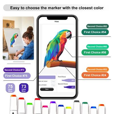 Brled 80 Colors Alcohol Markers, Free APP for Coloring, Dual Tips Markers  for Artists, Art Markers Drawing Markers for Adult and Kids Coloring, Great