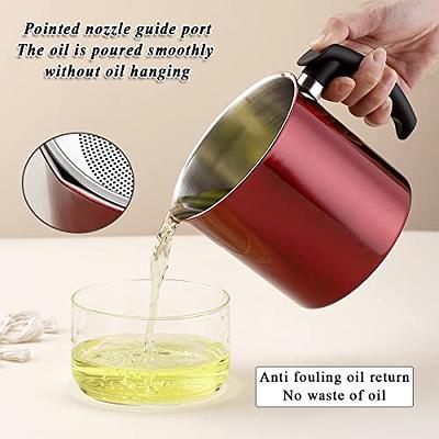 Bacon Grease Container with Fine Mesh Strainer 1.3 L / 44 oz Stainless  Steel Cooking Oil Keeper with Lid and Tray Easy-Grip Handle Suitable for