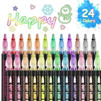 Super Squiggles Shimmer Pens Magic Silver Metallic Self Outline Sparkling  Glitter Permanent Markers Pen Set for Card Making Scrapbook with  Magically-Appearing Colored Outlines