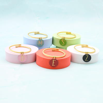 Gold Tone Reversible Colorful Initial Bracelets By Pink Box - Red - Yahoo  Shopping