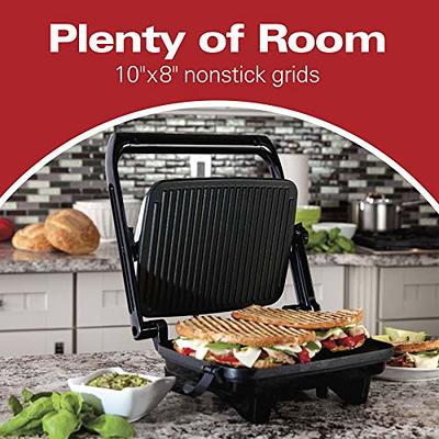 1400-Watt Red Panini Press with Non-Stick Surface