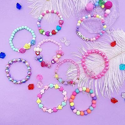 SIELEVIN 9 PCS Cute Kids Bracelets for Girls Pink LOVE Beaded