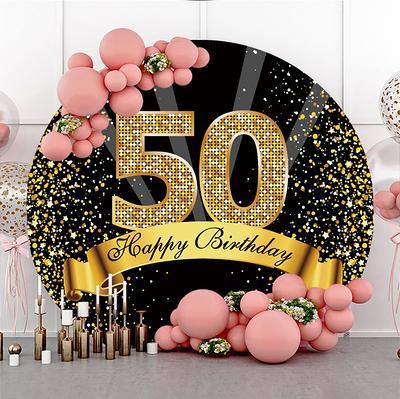 Round Customize 50Th Birthday Photography Backdrop, Gold&black Glitter  Party Decor Circle Background Photo Booth Studio Props, Custom Backdrop -  Yahoo Shopping