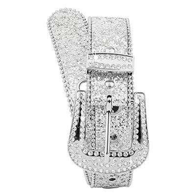 Rhinestone Belts for Women Western Cowgirl Bling Skinny Leather Belt for Jeans Pants Dresses (Fit for 27-39)