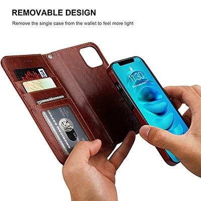 Bocasal iPhone 11 Pro Max Wallet Case with Card Holder PU Leather Magnetic  Detachable Kickstand Shockproof Wrist Strap Removable Flip Cover for iPhone