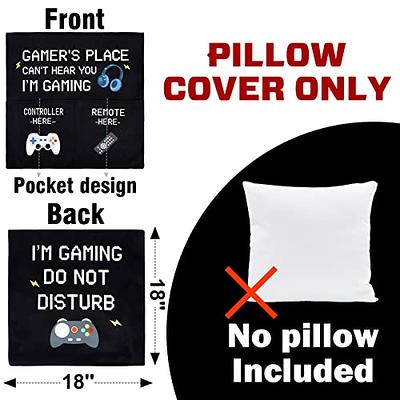 Gamer Gifts, Pocket Design Throw Pillow Covers 18 x 18 Inch + Gamer Socks,  Gaming Room Décor Stocking Stuffers Easter Basket Stuffers for Teen Boys