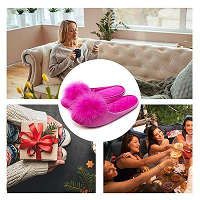 GRITHEIM Women's Fuzzy Pom Pom Feather Velvet House Slippers Sexy Cozy Bedroom  Slippers for Ladies Non-slip Sole Indoor Outdoor (Hot Pink 7-8) - Yahoo  Shopping