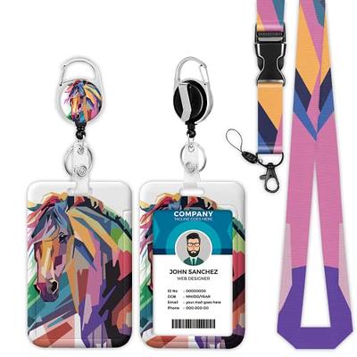 Onevenvi ID Badge Holder with Lanyard, Art Horse Lanyards for Id Badges,  Retractable ID Badge Holder with Detachable Lanyard, Badge Reel Heavy Duty  with Carabiner Clip, Nurse Teacher Office - Yahoo Shopping