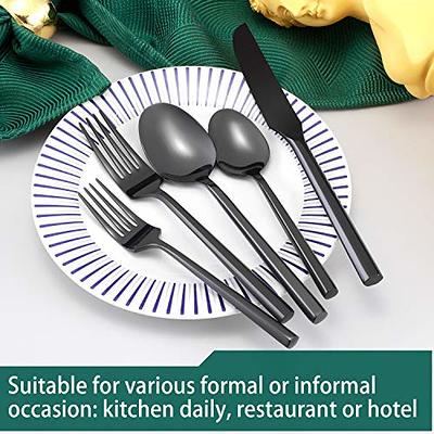 Black Silverware Flatware Set for 4, 20 Piece Kitchen Tableware