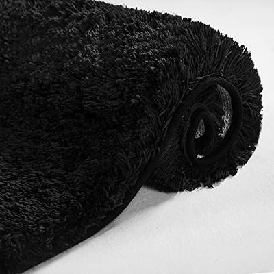 Deconovo Absorbent Chenille Bath Rugs Quick Dry Plush Bathroom Rugs for  Bathtub and Shower Floor, 17x24 in, Black 