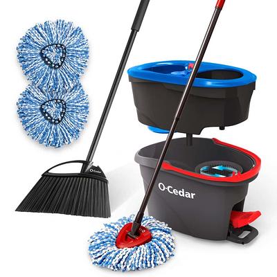 Spin Mop Bucket System - Easy Wring 360 Spin - Streak Free Floor Cleaning - 2 Microfiber Heads