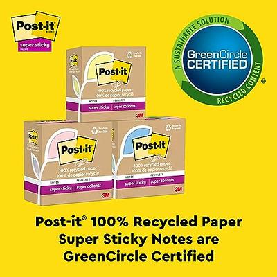 Post-it® Recycled Super Sticky Notes, 3 in x 3 in, Wanderlust