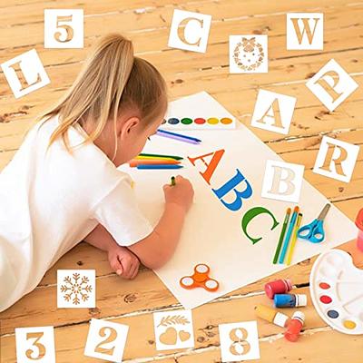 Eage Alphabet Letter Stencils 1 inch, 68 Pcs Reusable Plastic Letter Number  Symbol Stencil, Interlocking Template Kit for Painting on Wood, Wall