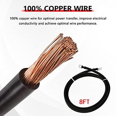 8 Gauge 8 AWG 30 Feet Black + 30 Feet Red Welding Battery Pure Copper  Flexible Cable Wire - Car, Inverter, RV, Solar