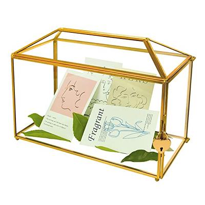 Ncyp Gold Rectangle Wedding Glass Card Box Gift Organizer