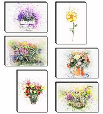 Fall Sunflower Bouquet Series Watercolor Card Set of 4 5x7 Folded