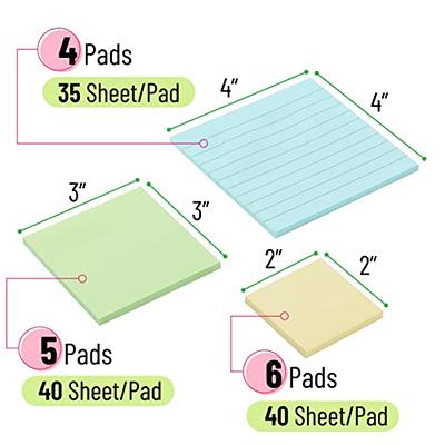 Graph Paper Sticky Notes, 6 Pads, 3x3 Inch, Bright Colors - Mr. Pen Store