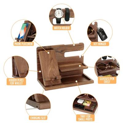 Gifts for Men Wood Phone Docking Station for Men Nightstand Organizer Gifts  for Dad Desk Organizer Cell Phone Stand Charging Station Dad Gifts Grandpa  Gifts for Husband Boyfriend Brother Son 