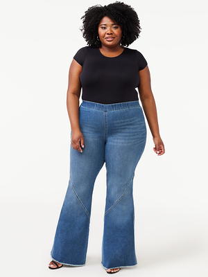 Sofia Jeans Women's Plus Size Melisa Curvy Flare Pull-On Jeans