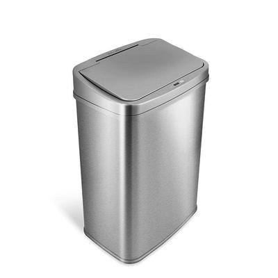 eModernDecor 13-Gallons Black Stainless Steel Touchless Kitchen Trash Can  with Lid Outdoor