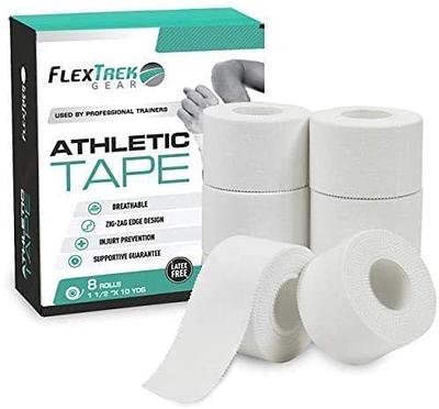 White Sports Medical Athletic Tape - No Sticky Residue - for Athletes,  Trainers & First Aid Injury Wrap: Fingers Ankles Wrist